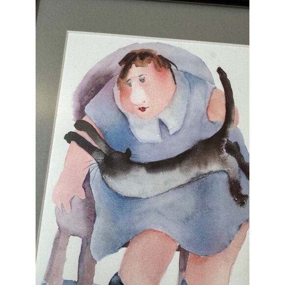 Erika Oller  Print Lady With Black Cat Framed - Picture 3 of 8